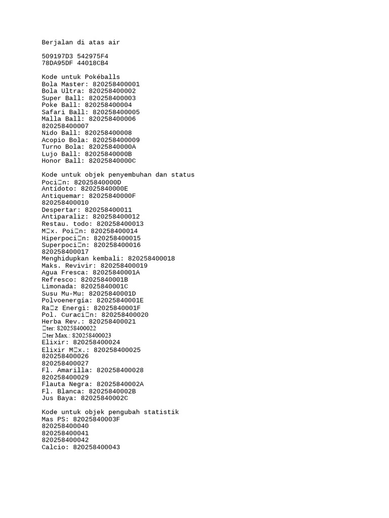 Pokémon Fire Red Cheat Codes Guide | PDF