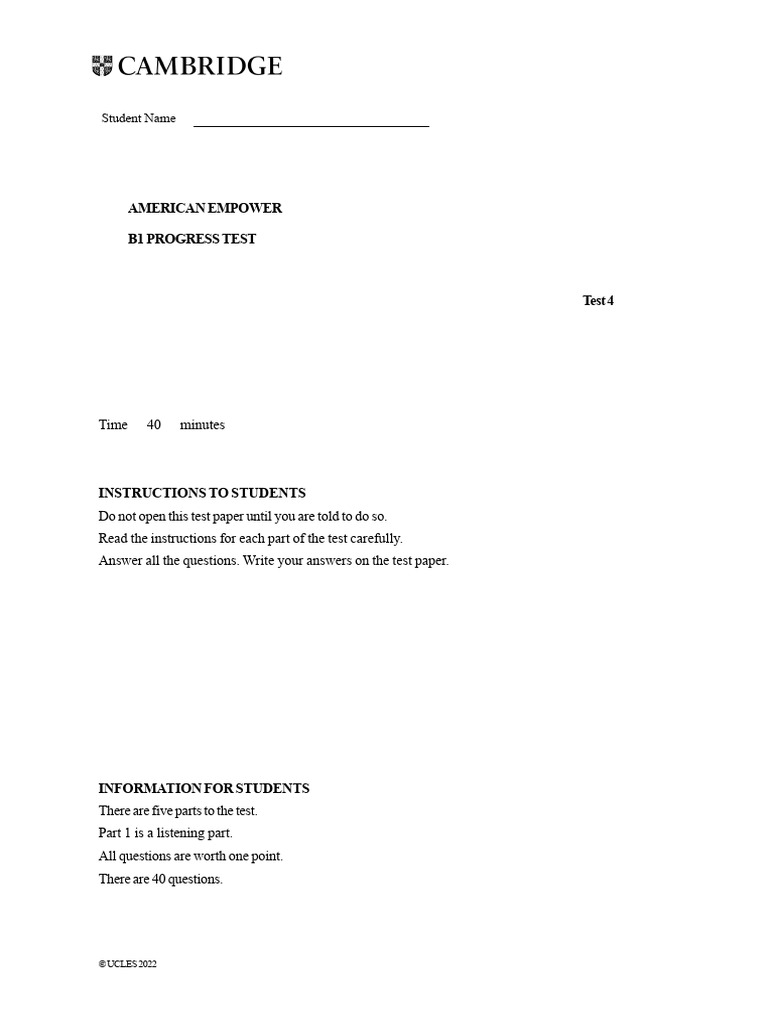 B1 Progress Test: Listening & Vocabulary | PDF