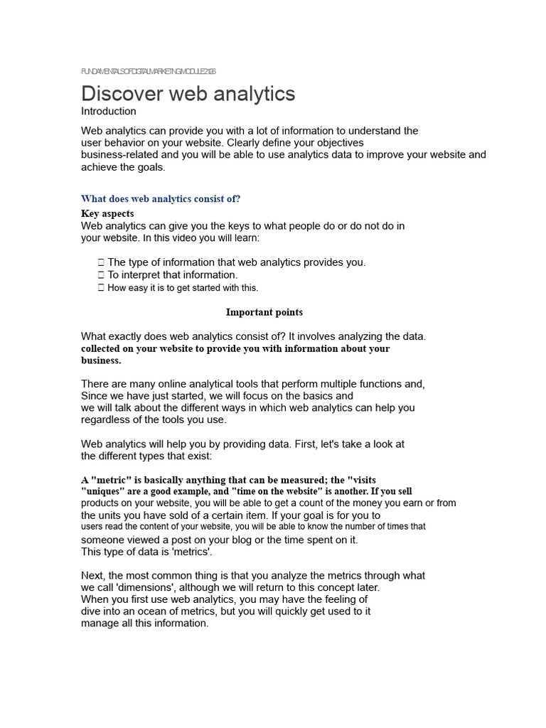 Understanding Web Analytics Basics | PDF | Analytics | Websites