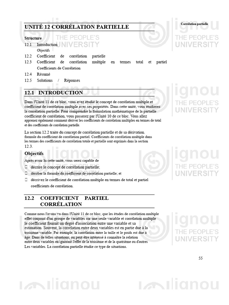 Dérivation de La Formule Du Coefficient de Corrélation Partielle | PDF ...