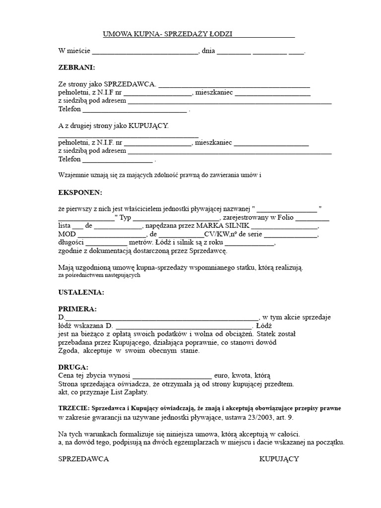 Umowa Kupna Sprzeda y PDF