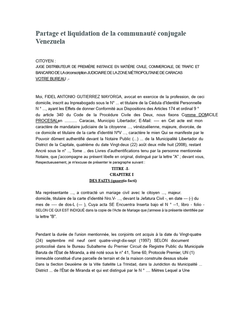 Liquidation de la communauté conjugale | PDF | Mariage | Juge