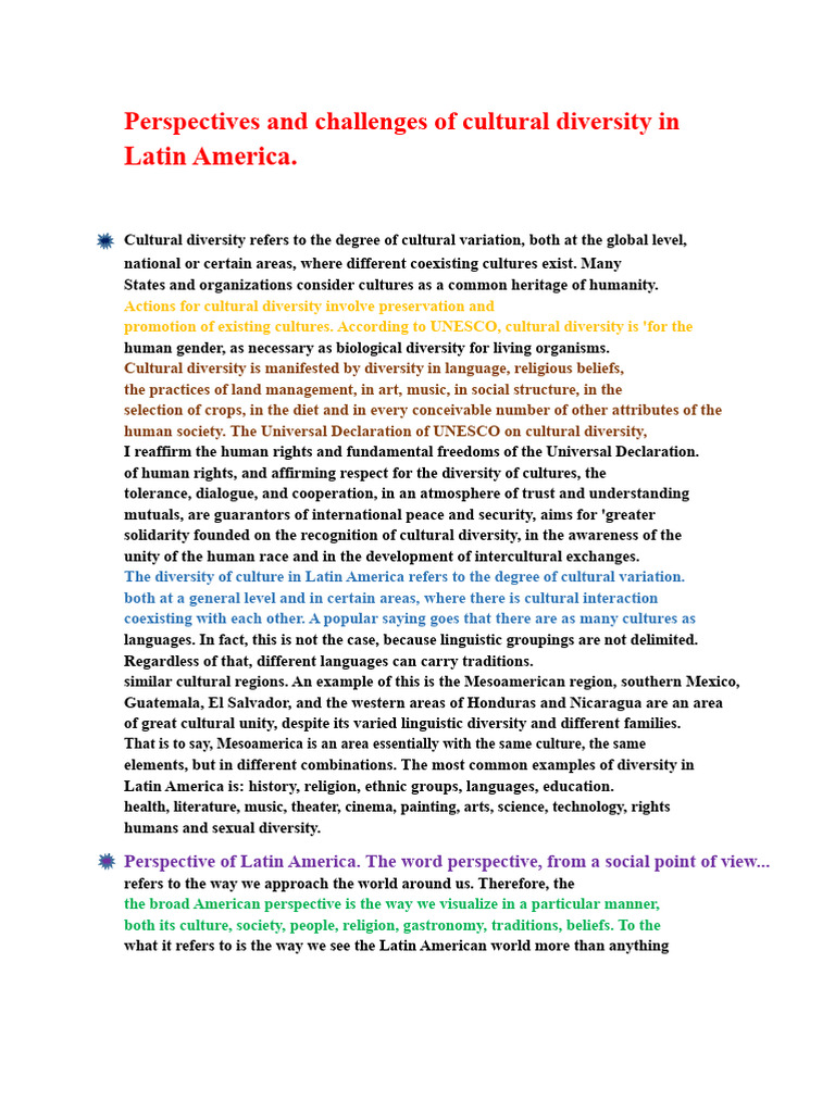Cultural Diversity Challenges in Latin America | PDF | Cultural ...
