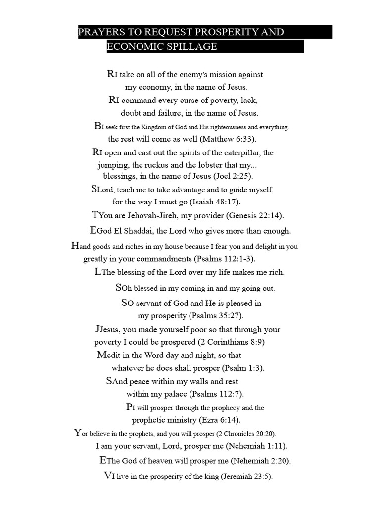 Prayers for Prosperity and Abundance | PDF | Book Of Malachi | Books Of ...