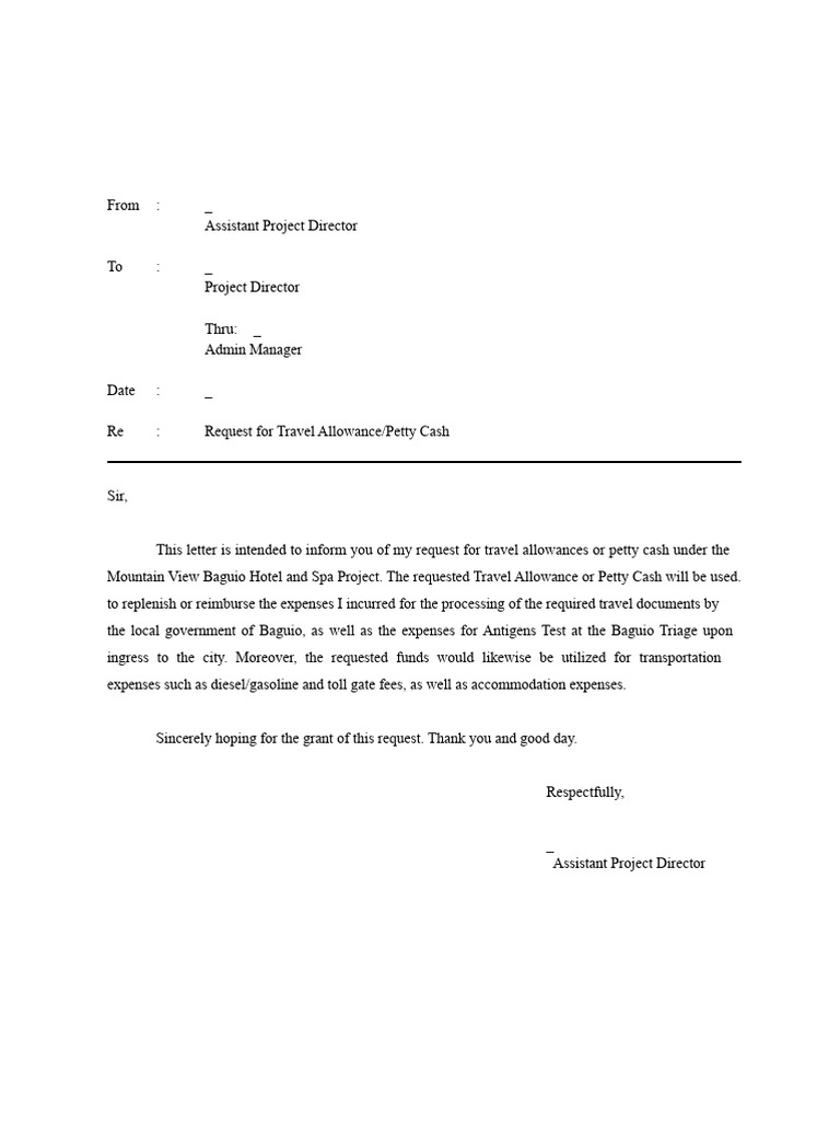 Travel Allowance Request Letter | PDF