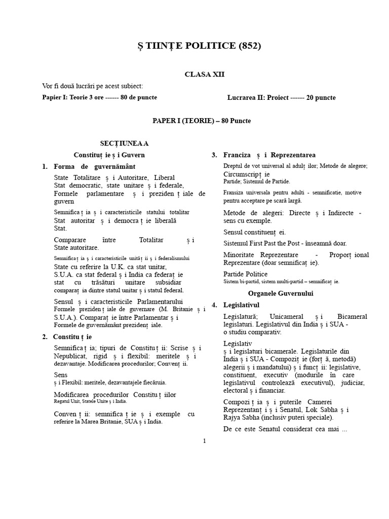 Științe Politice ISC | PDF