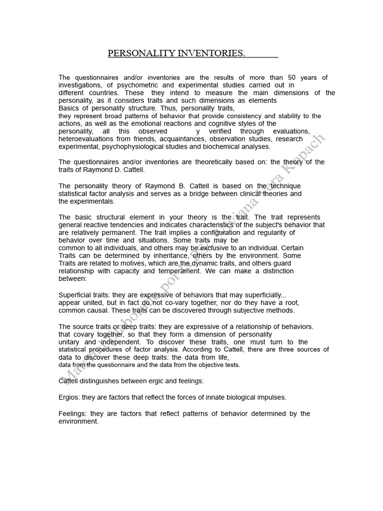 Understanding Personality Inventories | PDF | Personality Psychology ...