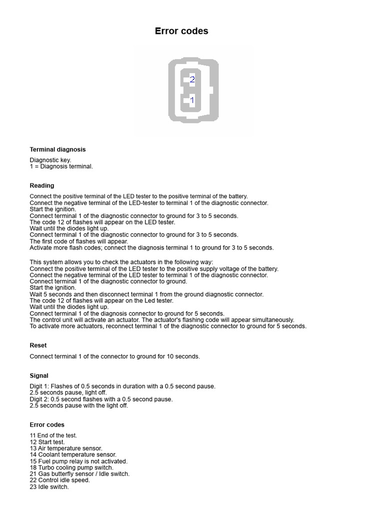 Diagnostic Error Codes and Testing Guide | PDF | Turbocharger | Air ...