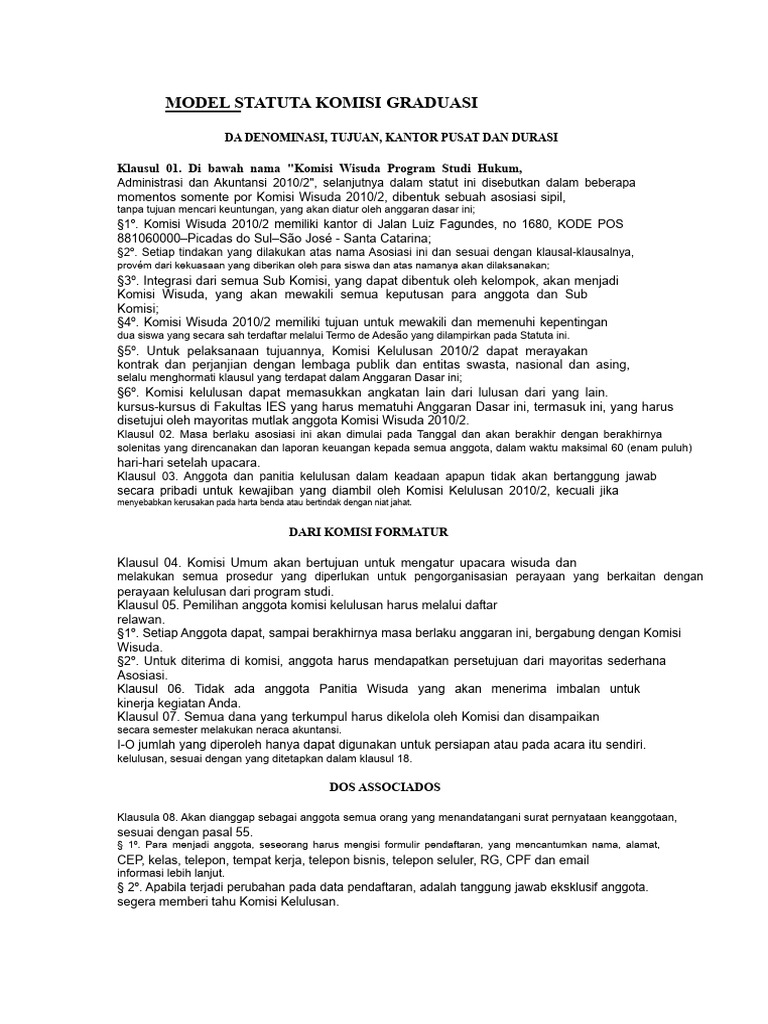 Statuta Komisi Wisuda 2010/2 Hukum dan Akuntansi | PDF