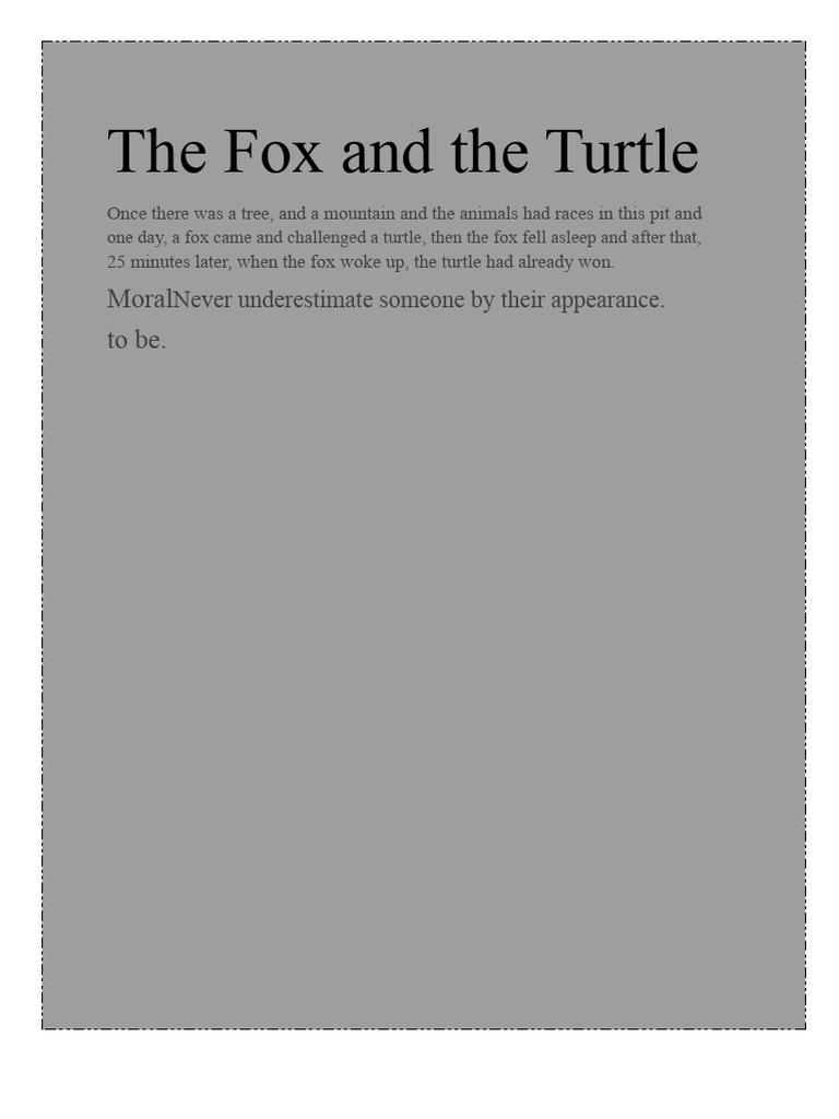 The Fox and Turtle Race Story | PDF