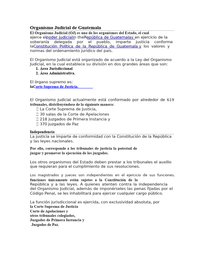 Estructura del Organismo Judicial en Guatemala | PDF | Judicaturas ...