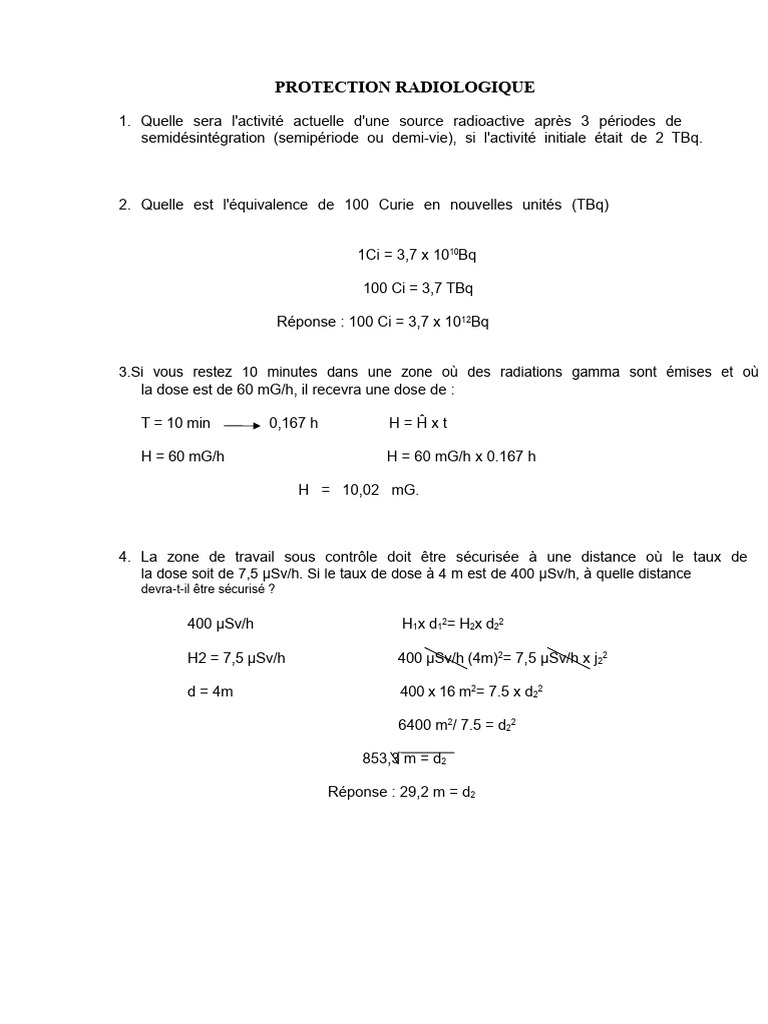 Calculs de Protection Radiologique | PDF | Radioactivité | Radiologie