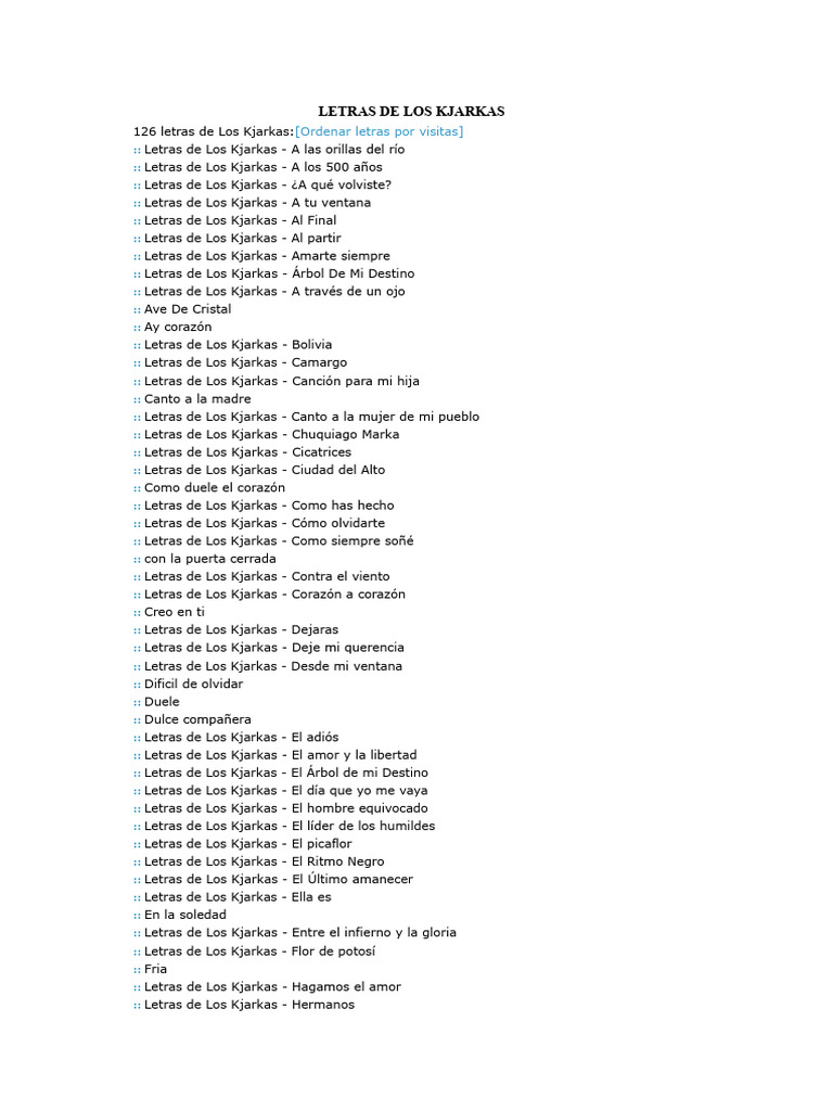 Letras de Los Kjarkas en Bolivia | PDF