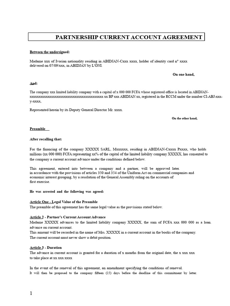 Current Account Agreement | PDF | Private Law | Business