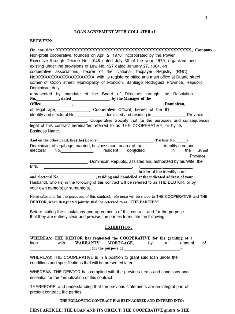 Loan Agreement with Collateral Terms | PDF | Guarantee | Interest