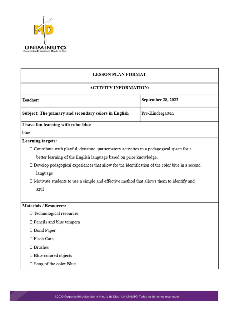 Teaching Primary Colors in English | PDF | Lesson Plan | Learning