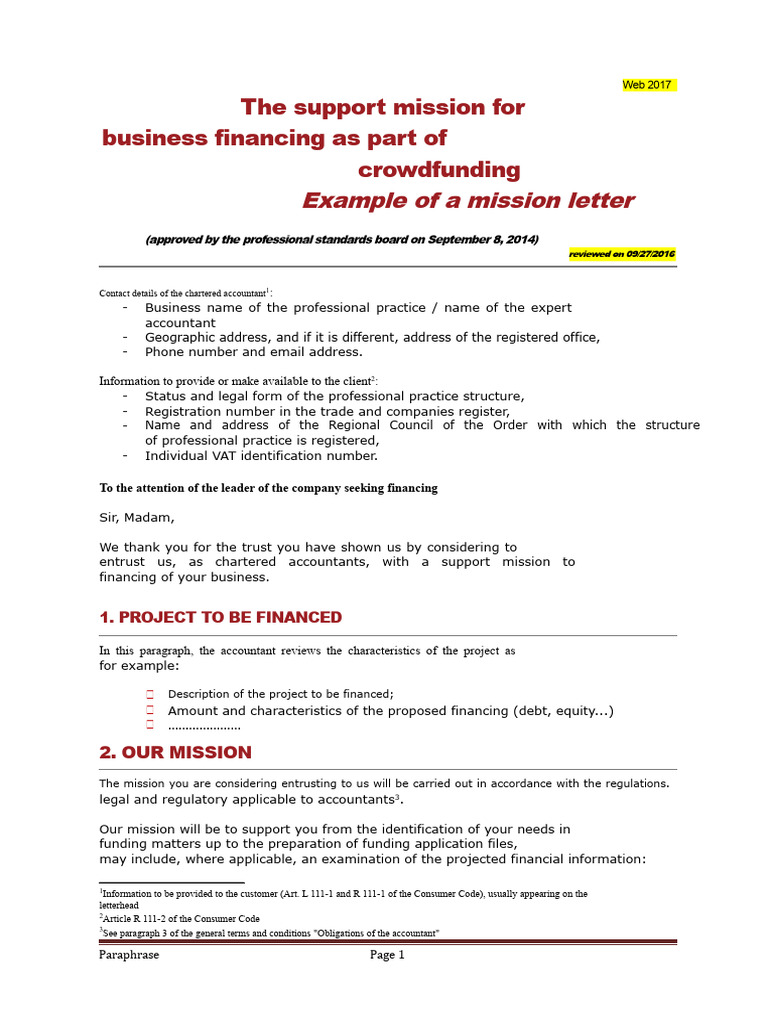 Crowdfunding Mission Letter 23092022 | PDF | Forecasting | Information