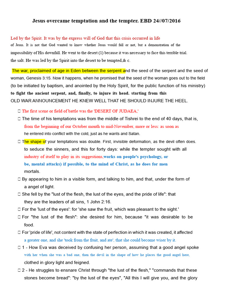Jesus' Temptations and His Responses | PDF | Serpents In The Bible | Satan
