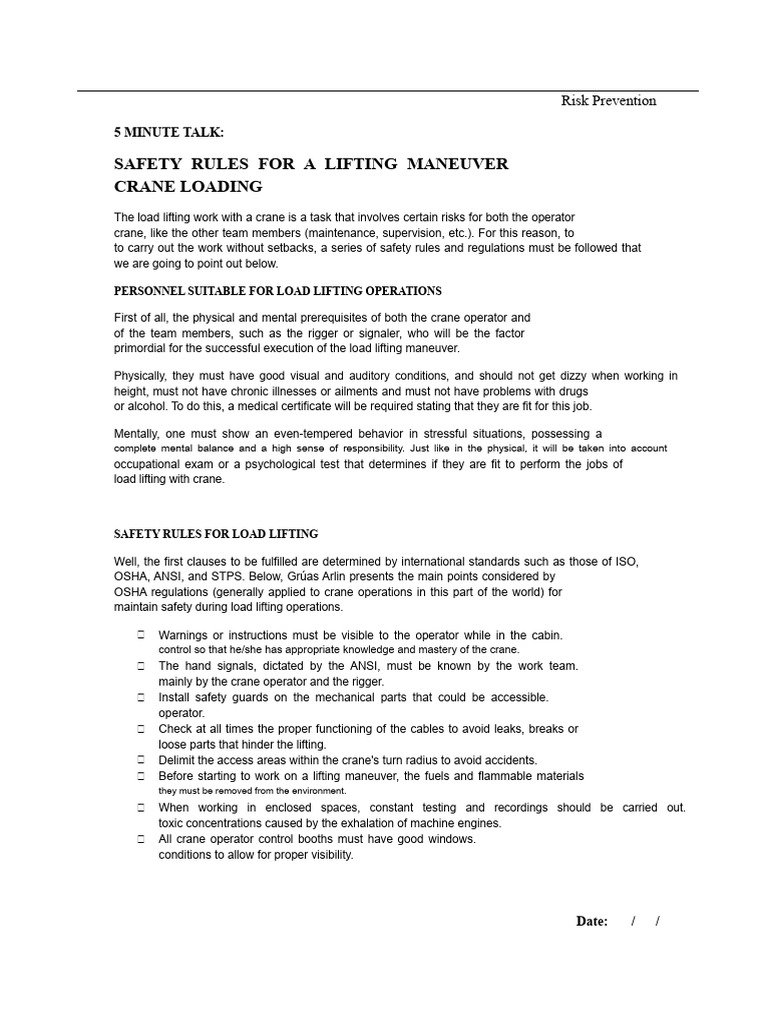 Crane Load Lifting Safety Guidelines | PDF | Crane (Machine) | Safety
