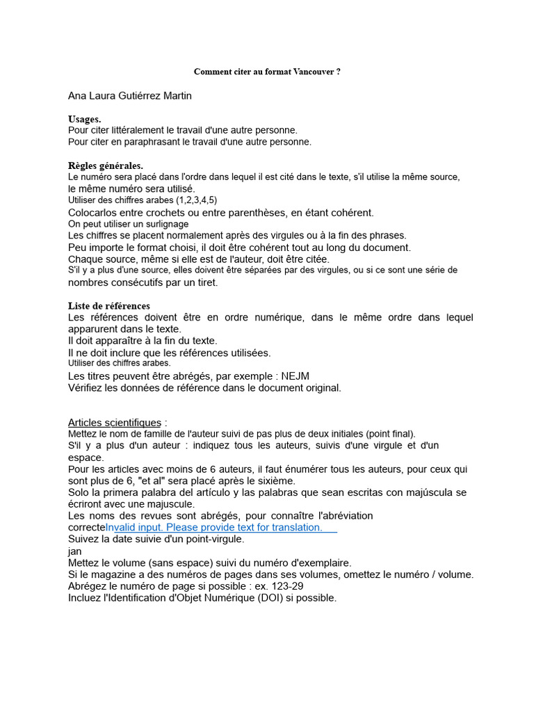 Citer selon la norme Vancouver | PDF | Crochet (typographie) | Internet