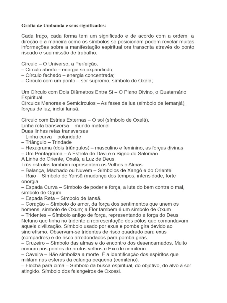 Significados dos Símbolos na Umbanda | PDF