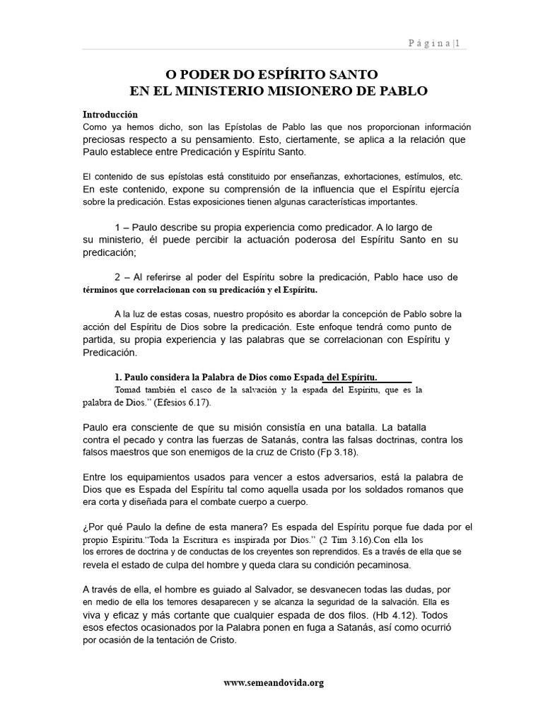 Poder del Espíritu Santo en Pablo | PDF | Pablo el apóstol | espíritu Santo