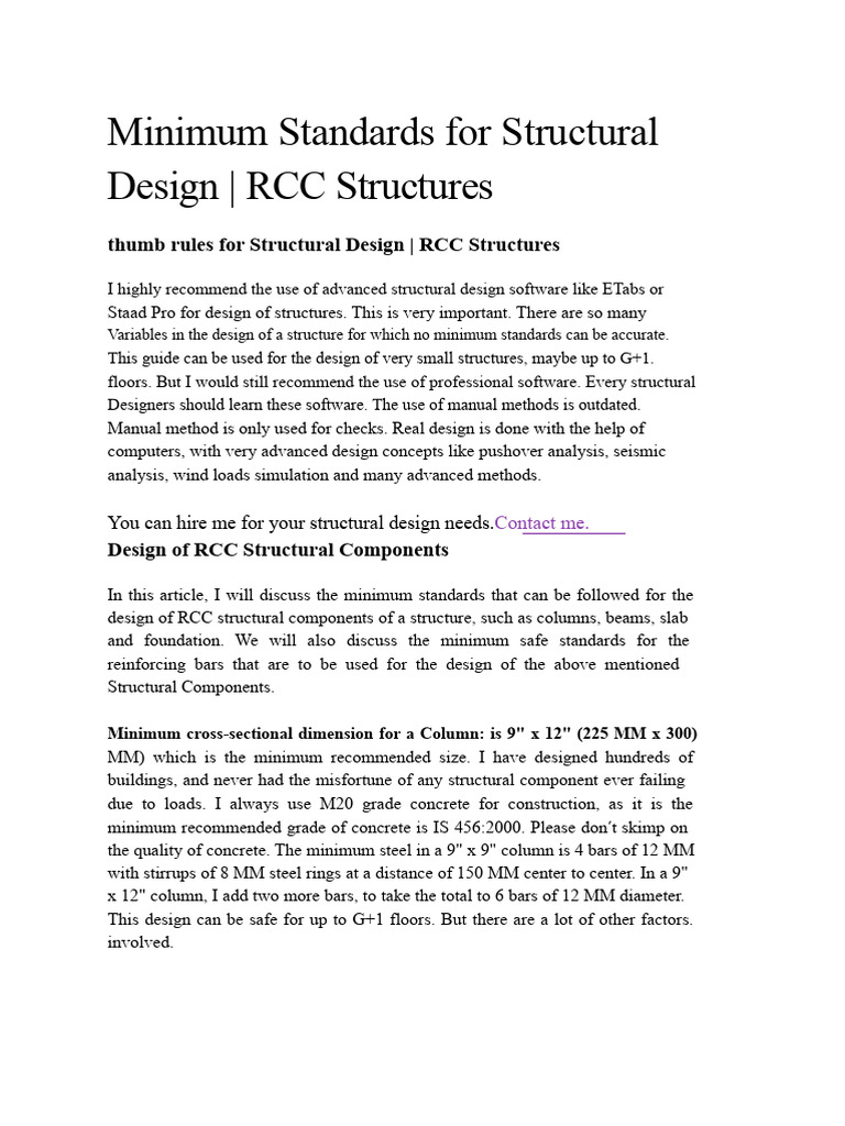 Minimum Standards For Structural Design | PDF | Concrete | Beam (Structure)
