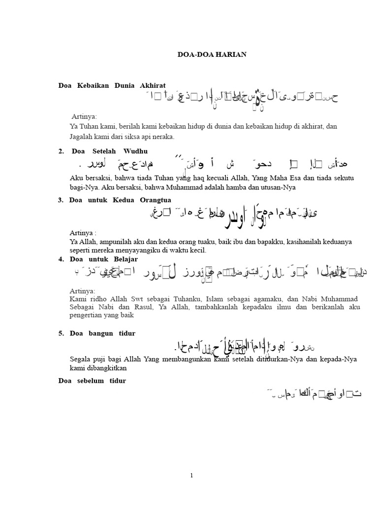 Doa Harian untuk Kebaikan dan Perlindungan | PDF