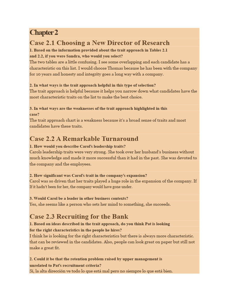 Leadership Case Studies and Solutions | PDF | Leadership | Servant ...