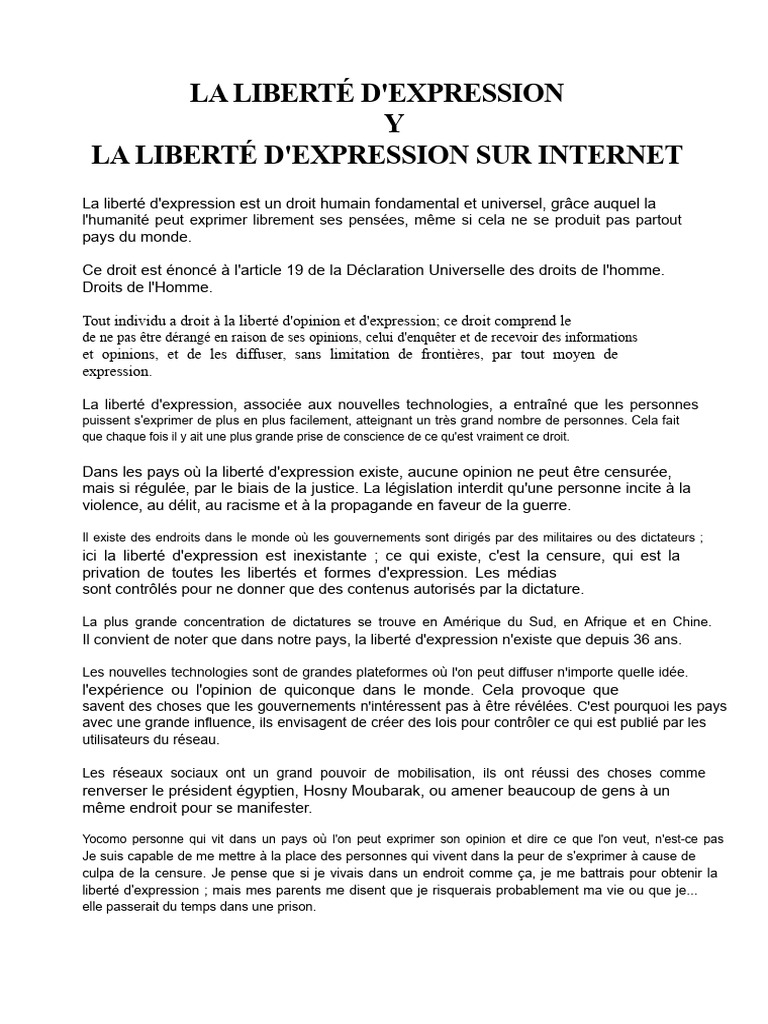 Définition de la liberté d'opinion | PDF | Liberté d'expression | Liberté