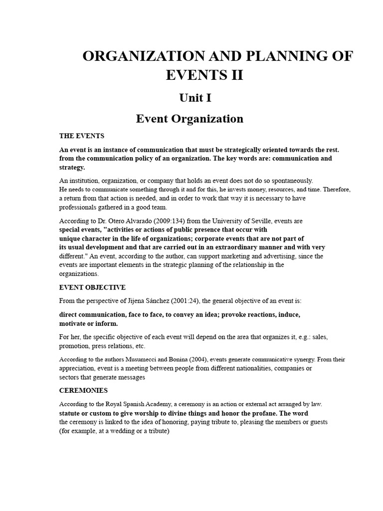 Event Organization and Planning Guide | PDF | Communication | Budget