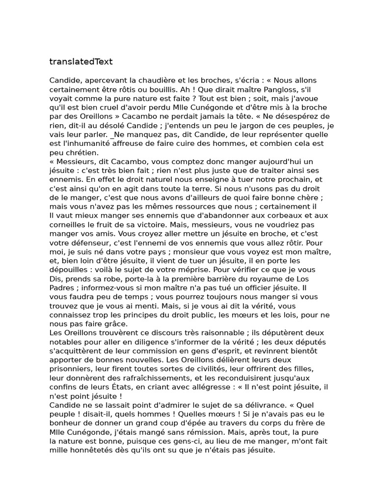Candide et Cacambo : Évasion des Oreillons | PDF | Candide