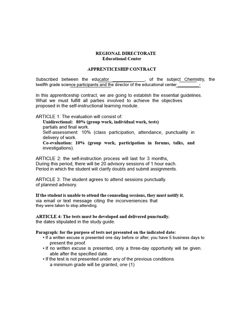 Example Apprenticeship Contract | PDF
