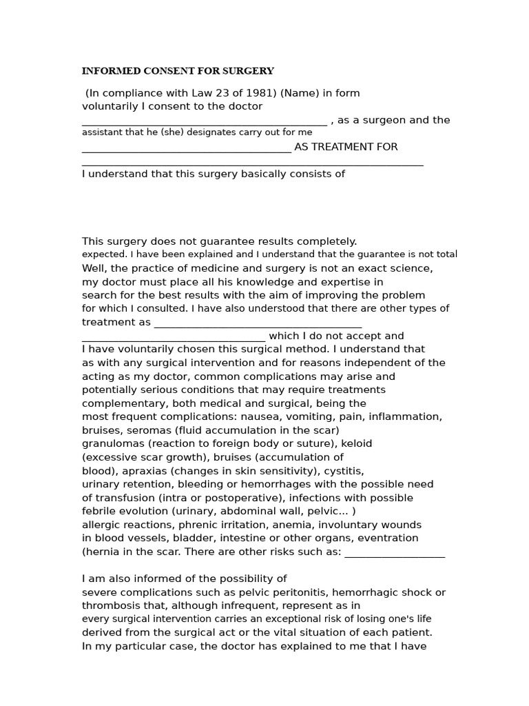 Informed Consent for Surgical Procedures | PDF | Surgery | Informed Consent