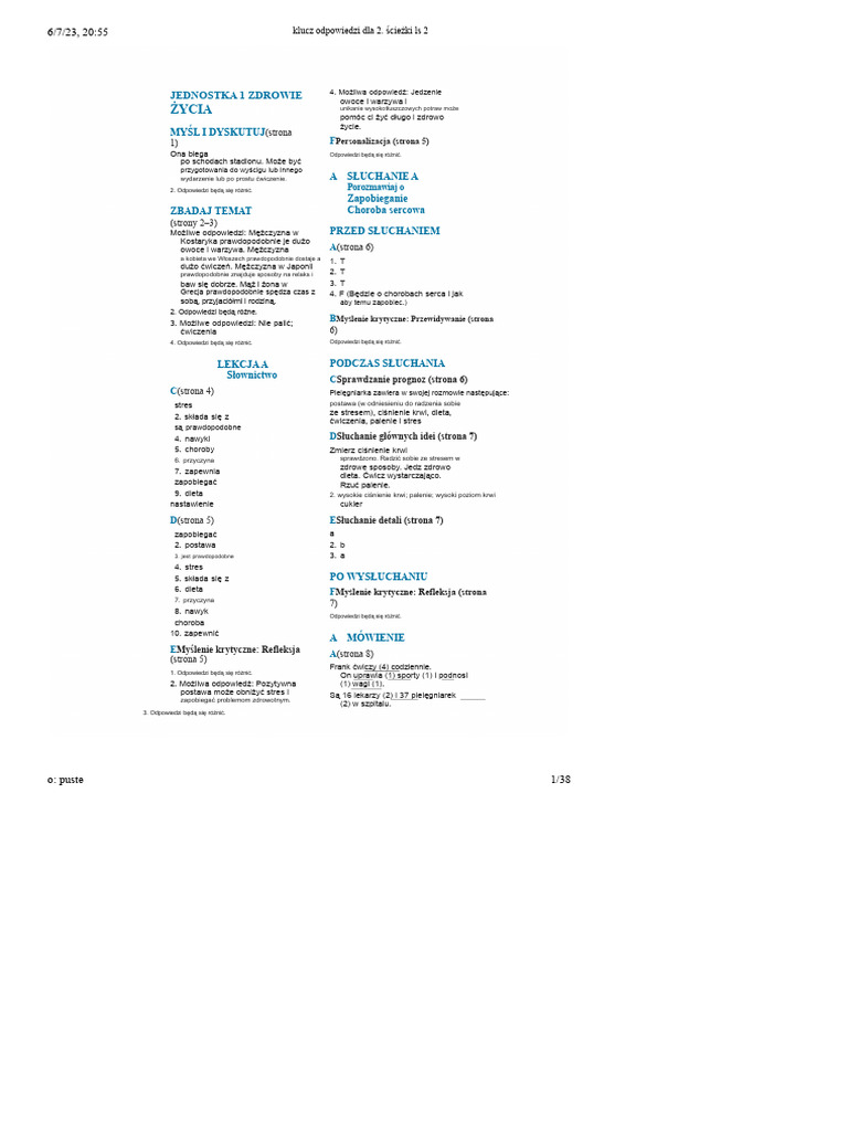 Klucz Odpowiedzi Do Pathways 2 (Rebecca Tarver Chase) (Z-Biblioteka) | PDF
