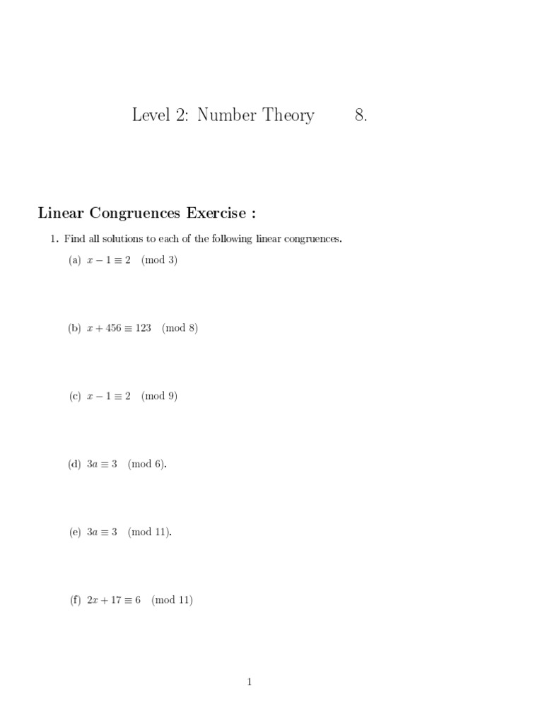 Solving Linear Congruences and Inverses | PDF