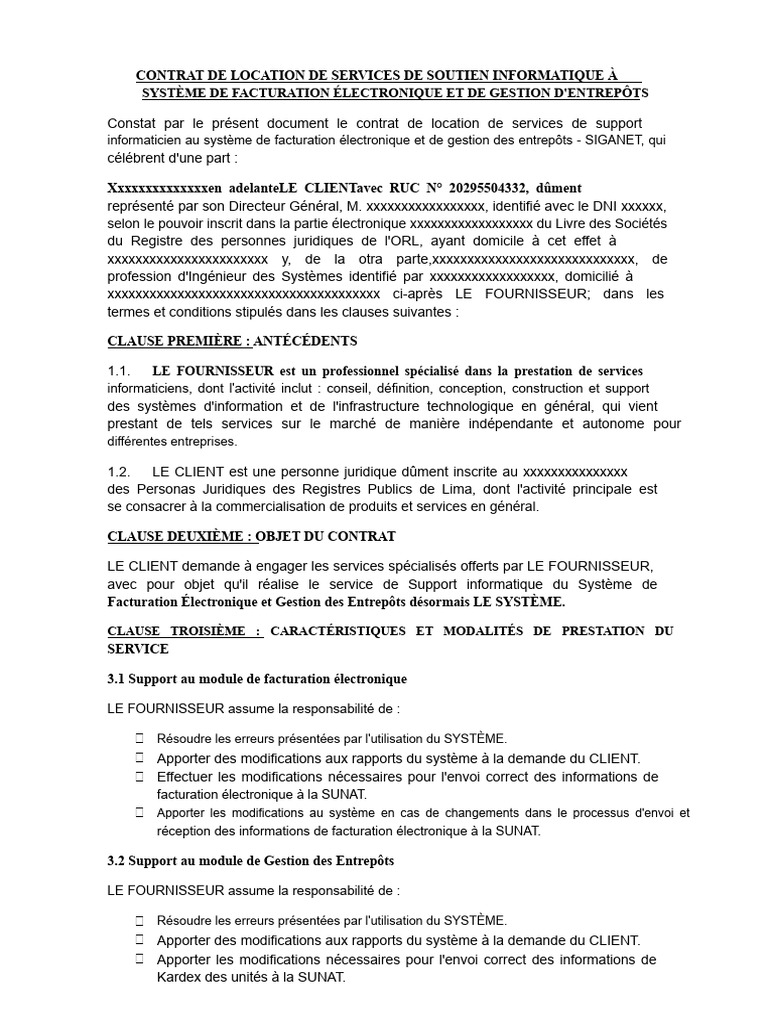 Contrat de Support Informatique | PDF | Informatique | Facture