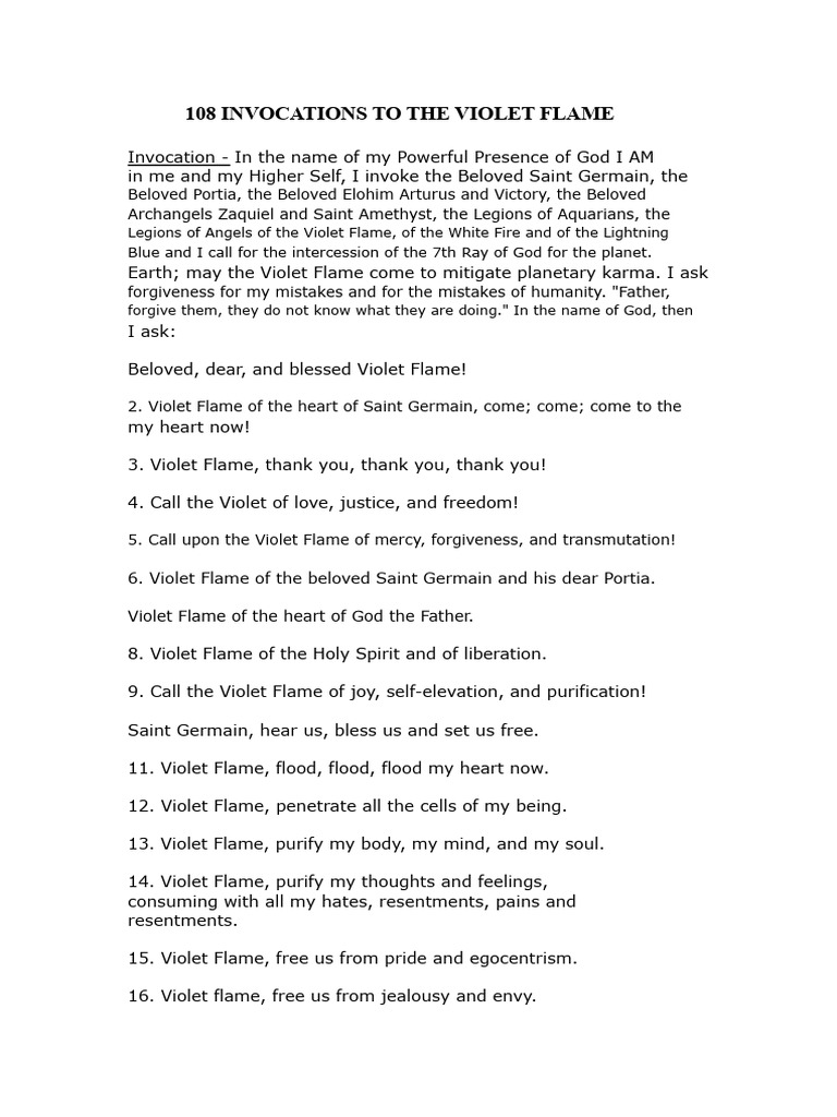 Invocations to the Violet Flame | PDF | God | Religious Belief And Doctrine