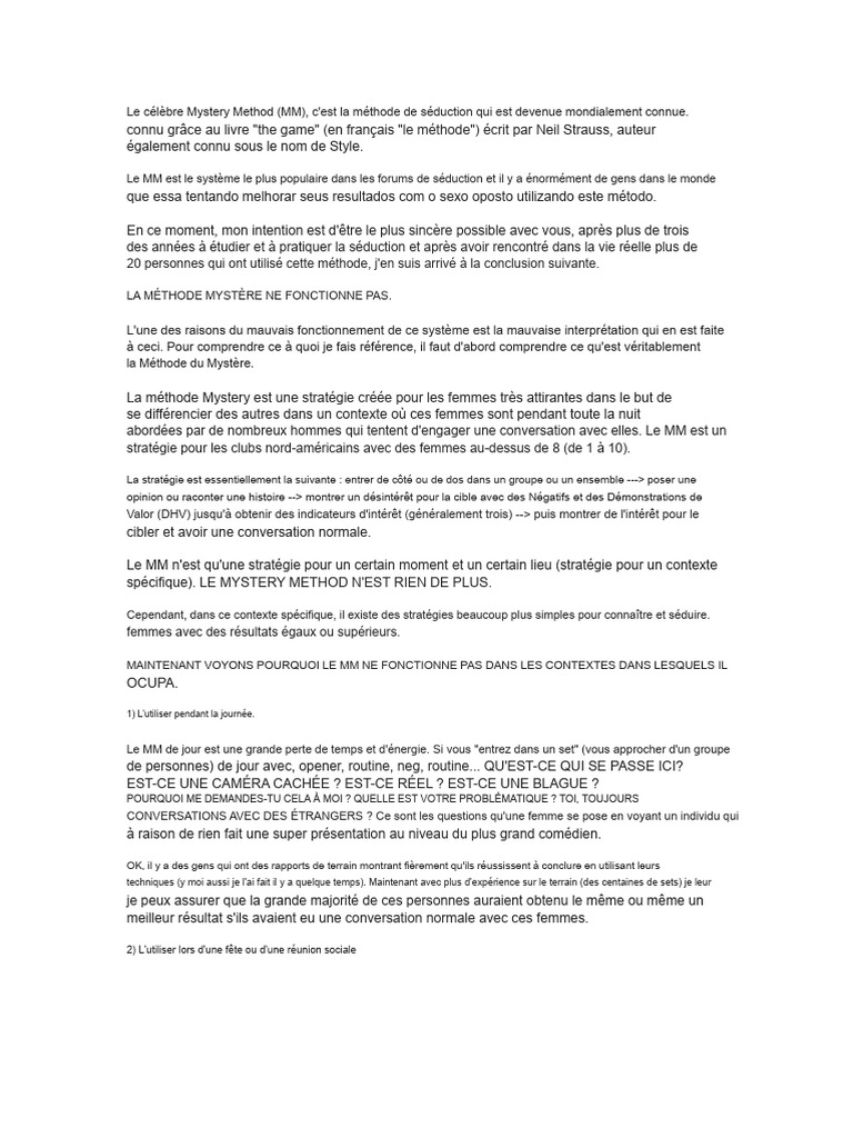 Pourquoi la méthode Mystery échoue | PDF | Boîte de nuit