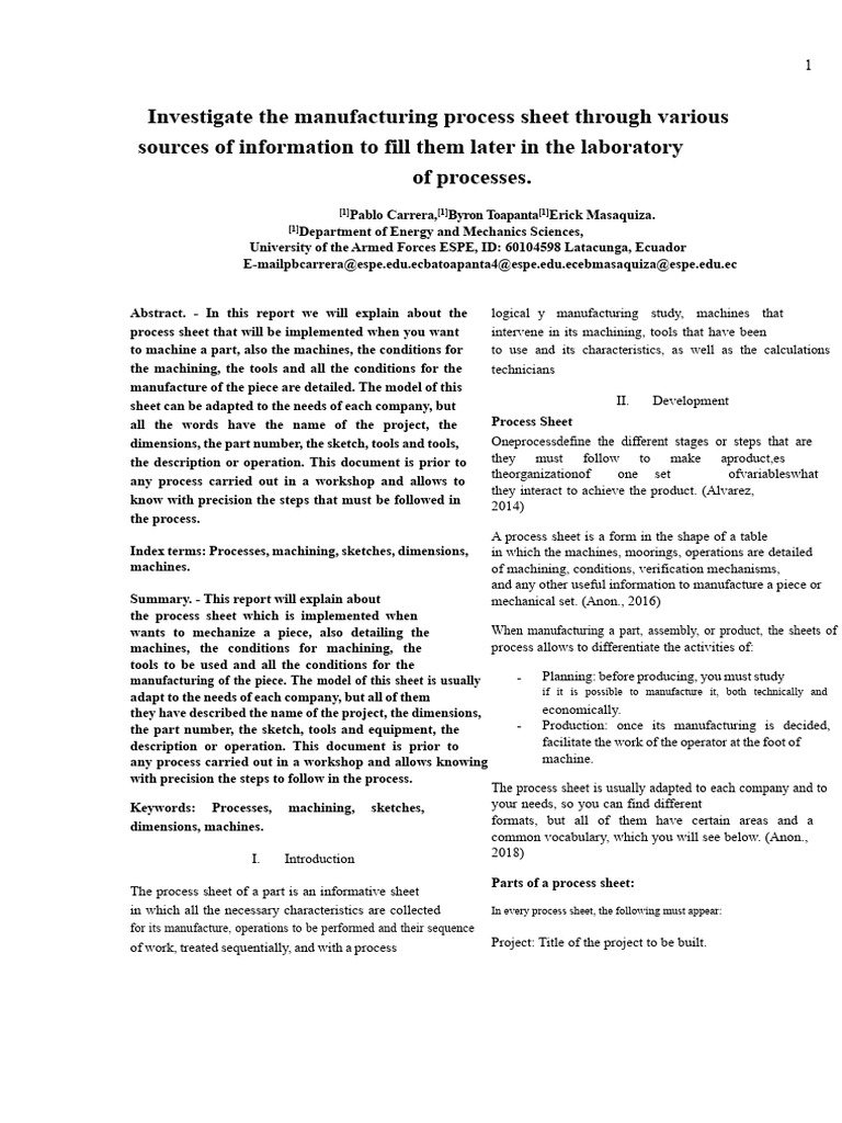 Process Sheet for Machining Parts | PDF | Machining | Production And ...