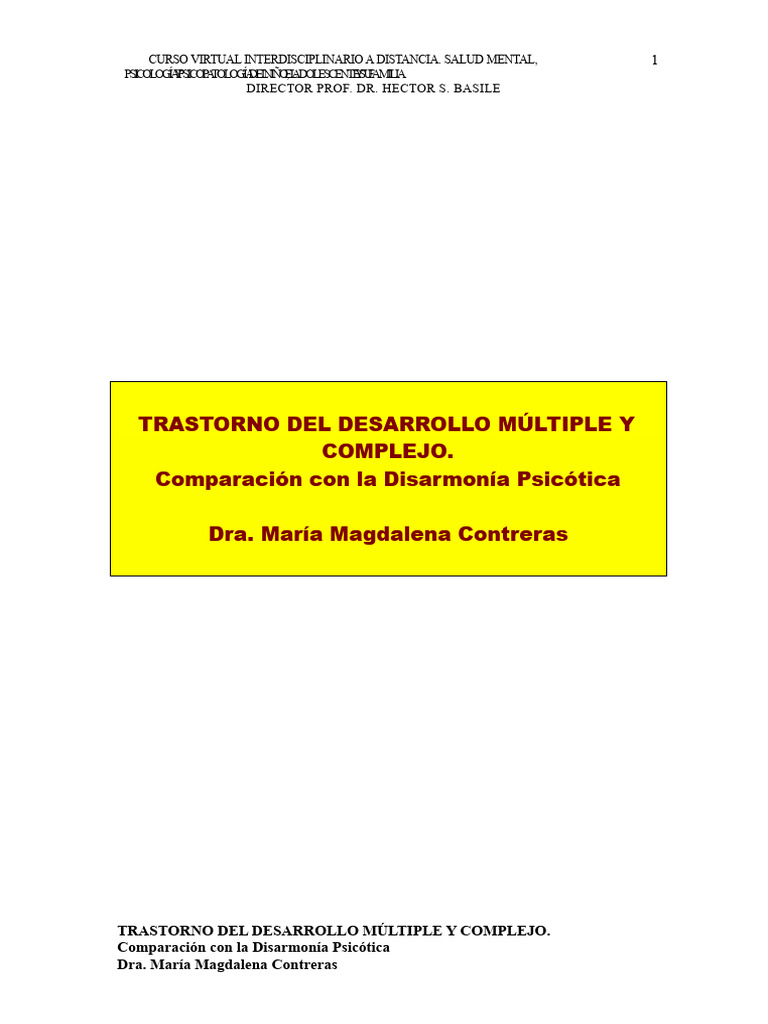 TMCD y Disarmonía Psicótica: Comparativa | PDF | Trastorno mental | Autismo