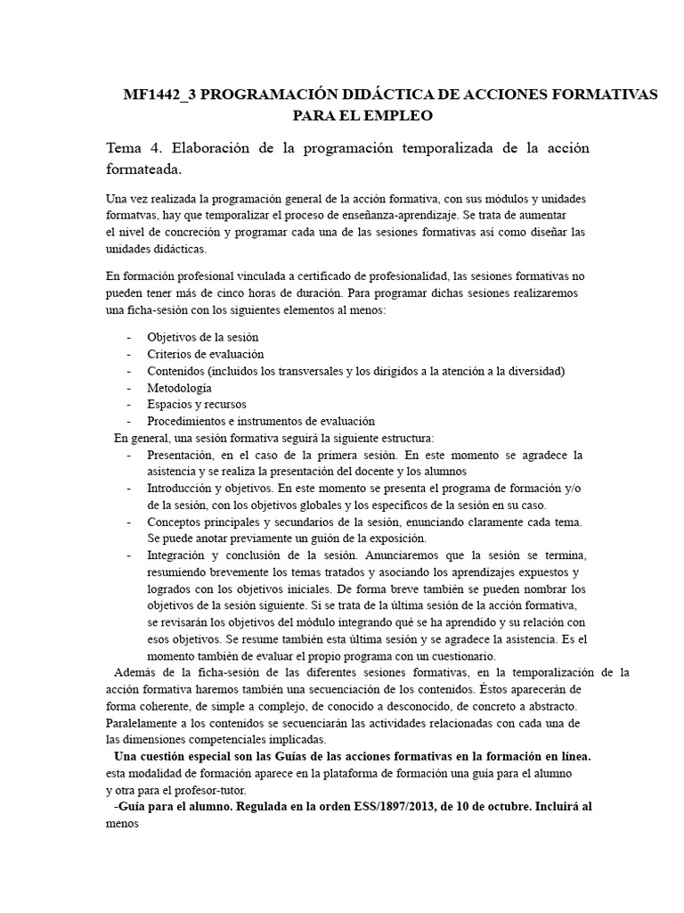 MF1442 - 3 Programación Didáctica de Acciones Formativas para El Empleo ...
