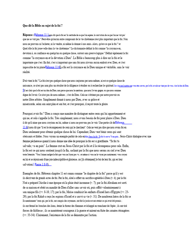 La foi selon la Bible | PDF | Foi | Dieu