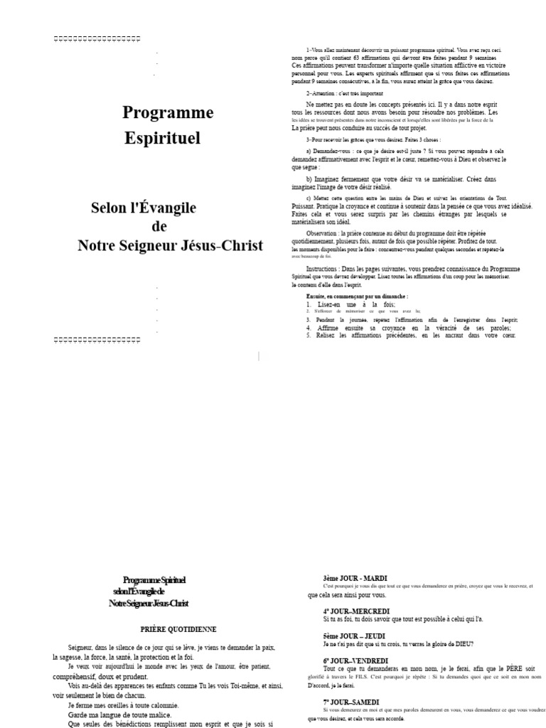 Programme Spirituel de 63 Affirmations | PDF | Dieu | Prière