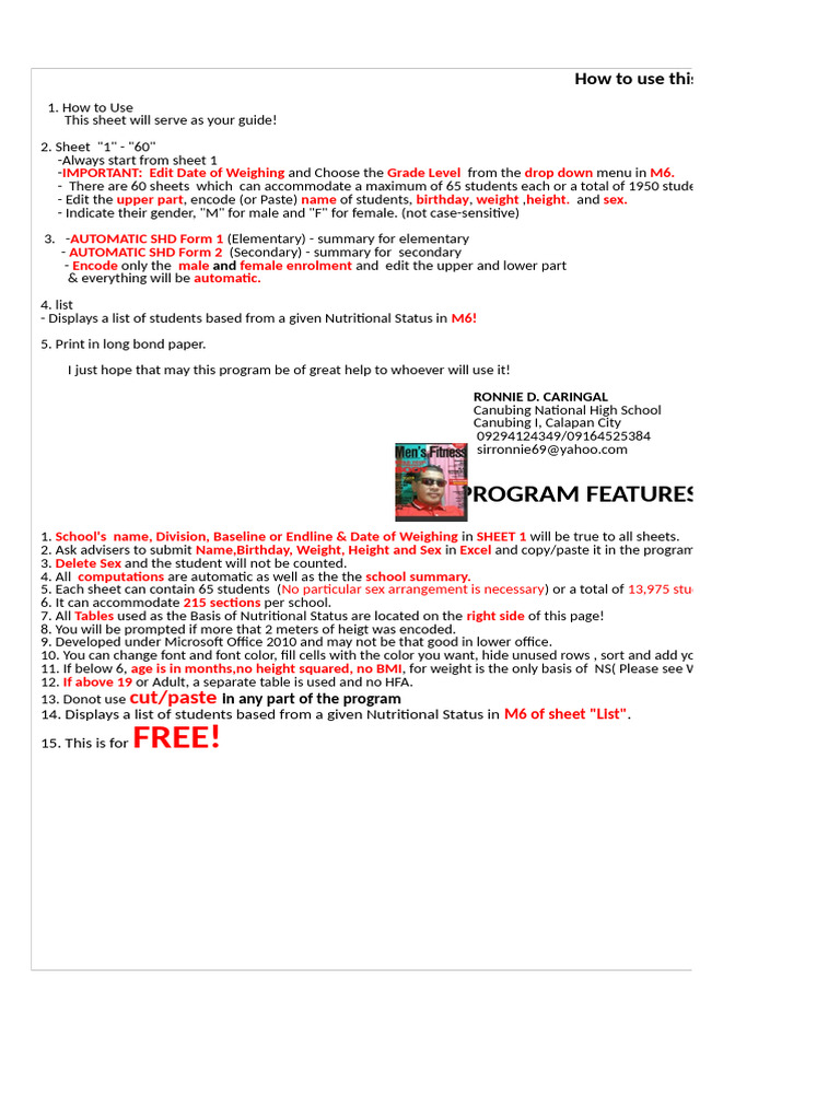 BMI GRADE 6 2025 2026 Baseline | PDF | Hyperalimentation | Physical ...