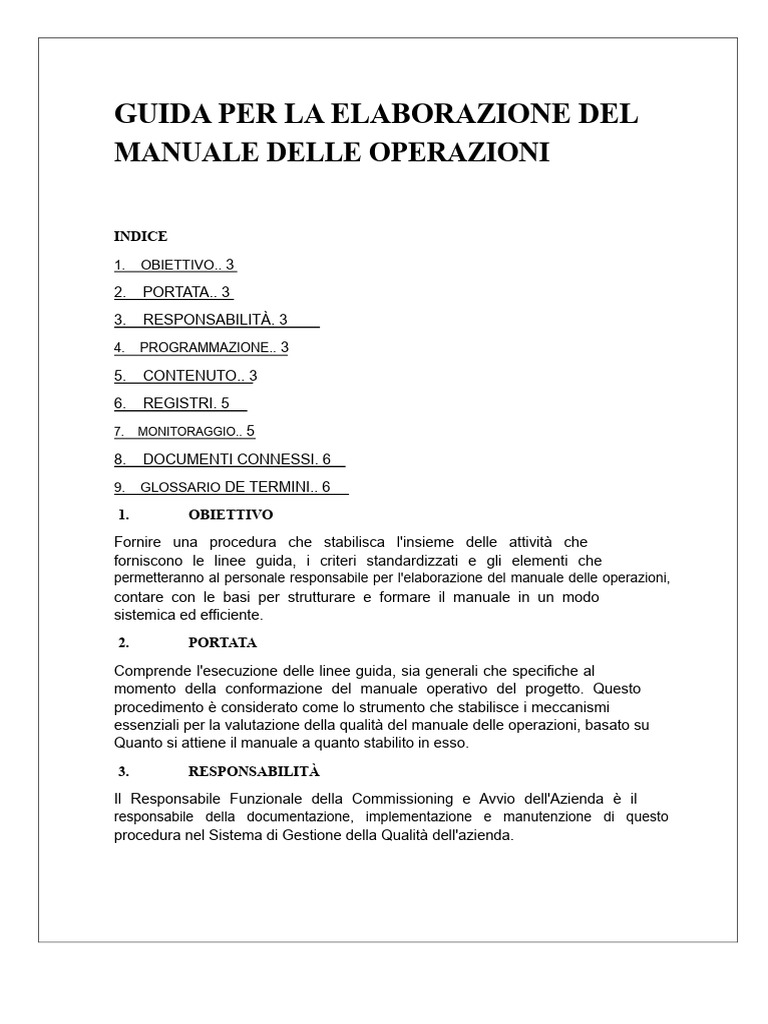 Guida Per La Redazione Del Manuale Operativo | PDF