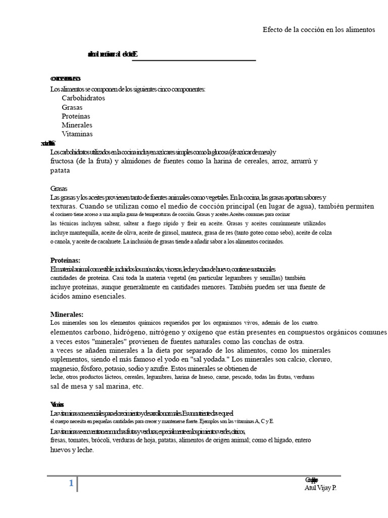 Efectos de la Cocción en Alimentos | PDF | Cocinando | Alimentos