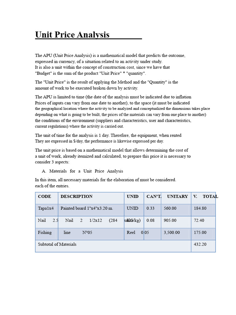 Unit Price Analysis in Construction Costs | PDF | Depreciation