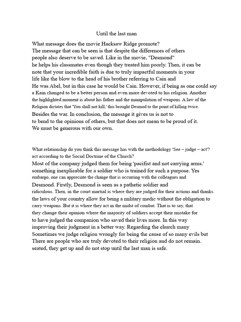 Until The Last Man Questions | PDF