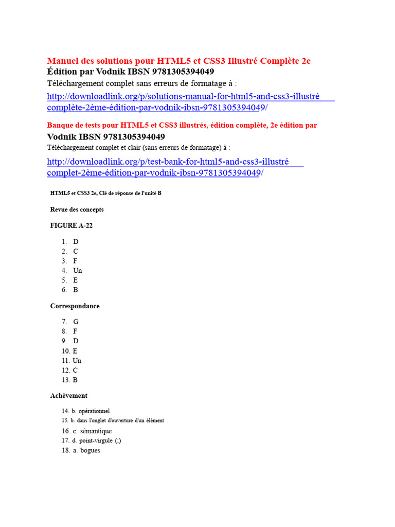 Manuel complet HTML5 et CSS3, 2e éd. | PDF | XHTML | Html